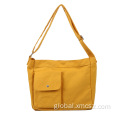 Travel Bags with Pouch Yellow travel zipper canvas crossover tote bag Manufactory